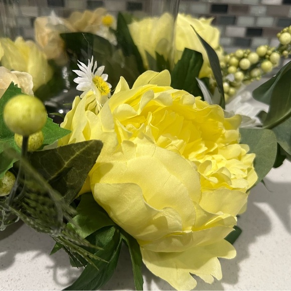 Vibrant Yellow and Green Floral Vase Accent - Picture 4 of 12